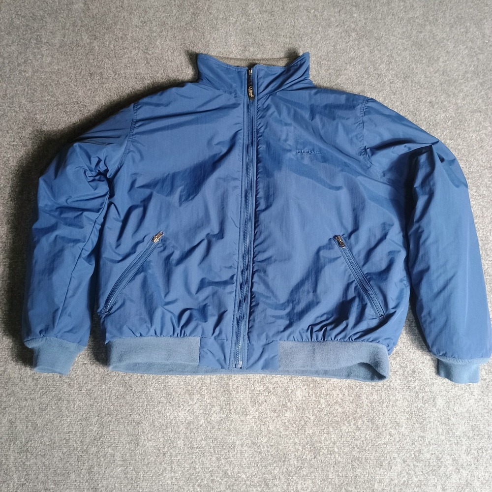 Vintage L.L.Bean Mens XL Blue Fleece Lined Insulated Bomber Jacket Nylon
